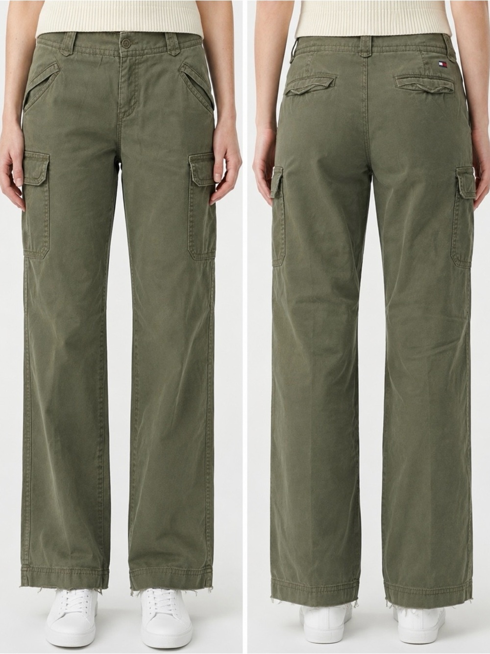 TOMMY HILFIGER Women’s Olive Utility Wide-Leg Cargo Pants